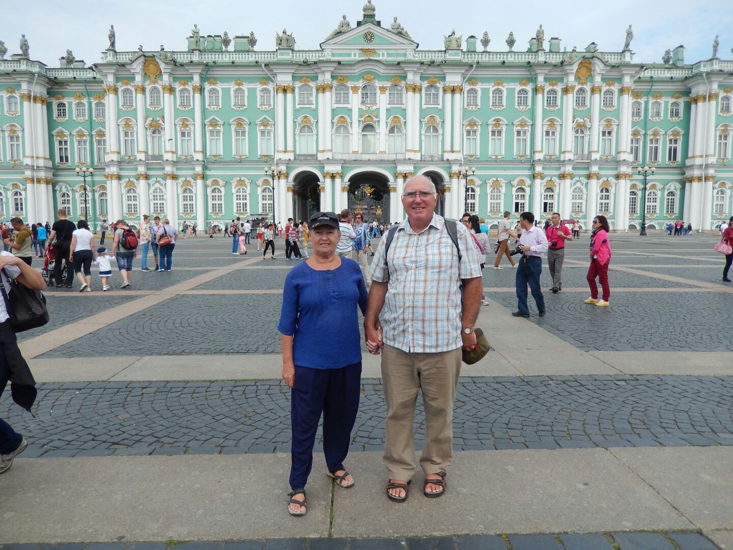St Petersburg 2015 While waiting for our walking tour, someone kindly took our photo!