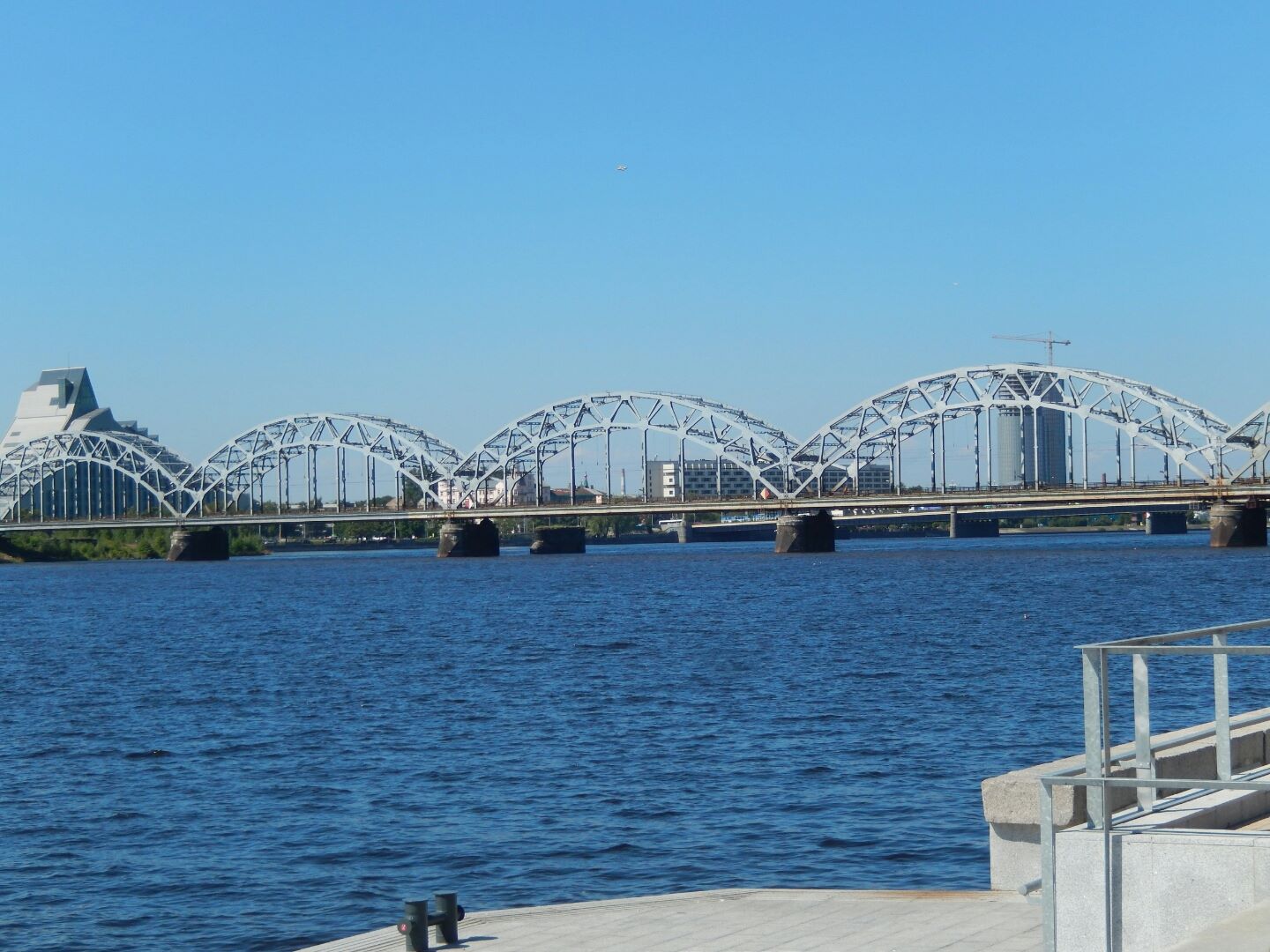 Riga, Latvia 2015 Rail bridge over the River Daugava...