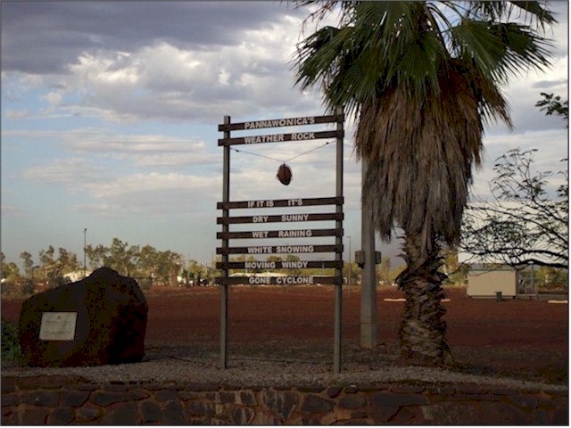 Australia Part 1 2007/08 Pannawonica - with its amusing weather barometer.