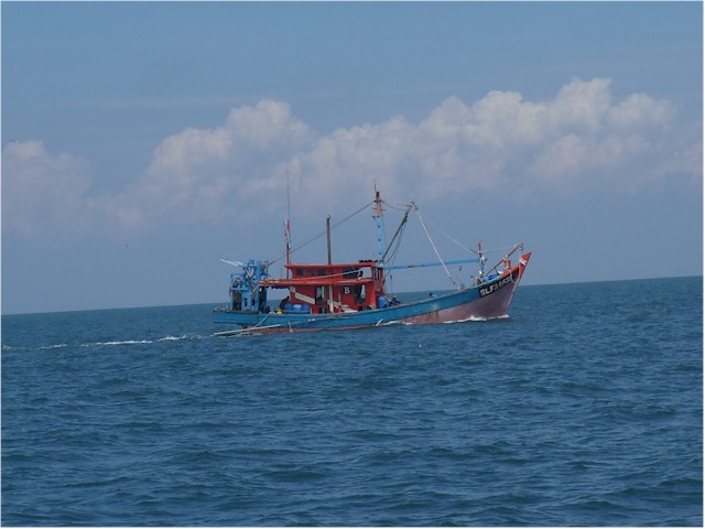 Indonesia Part 2 through to Malaysia 2013 En route from Port Dickson to our next stop at Pangkor - more fishing boats!