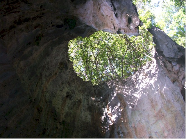Suwarrow Atoll and Tonga 2006 ... lit by sun shining through a hole in the high roof.