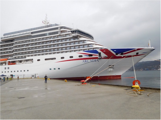 Jan-Jun 2018 The P&O Arcadia tied up in Bergen, Norway.