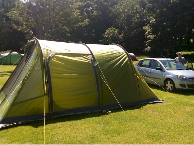 Jan-Jun 2018 Our car and tent at a lovely campground in the grounds of a stately home.