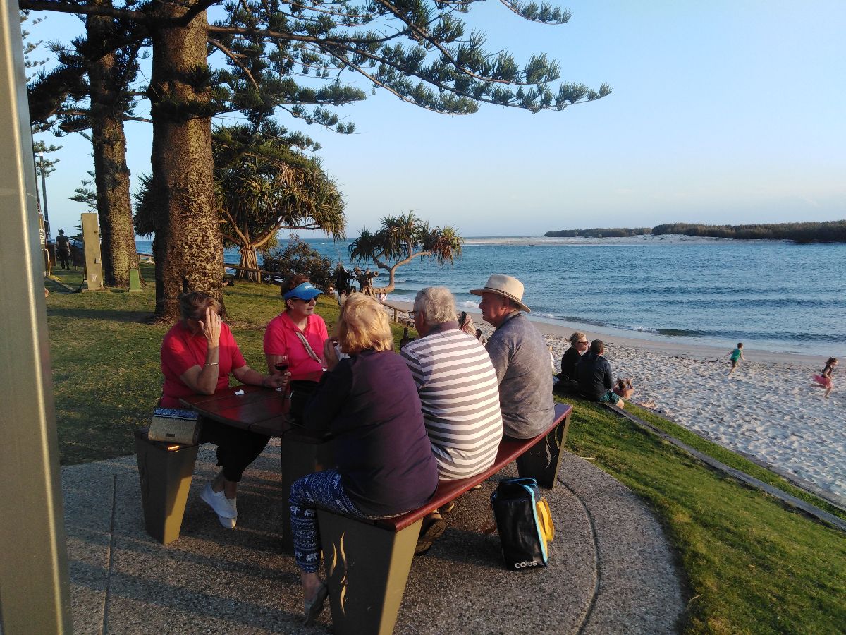 Friday night drinks at Caloundra foreshore