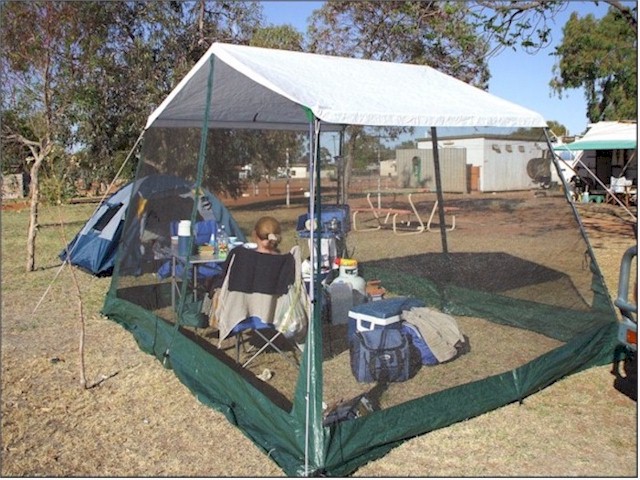 Our 'fly screen' room which was the envy of other campers!
