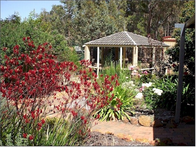 Their beautiful back garden in Stoneville, Perth