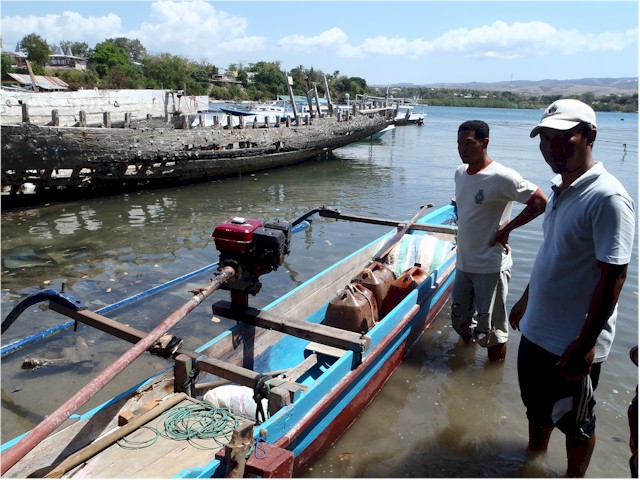 These enterprising locals took us ashore for our Ikat tour and to help us buy diesel...
