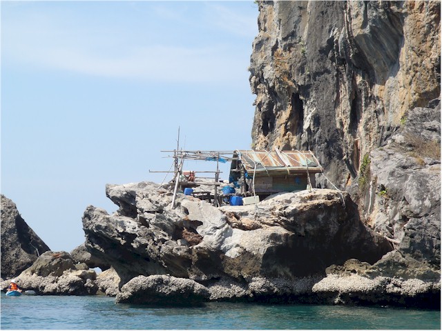 The islands are home to the edible birds nests so popular with the Chinese - and the locals camp out to guard them during harvest season.