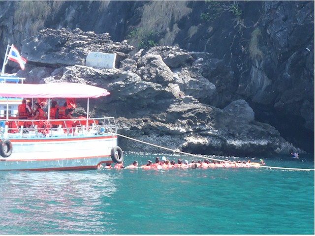 On our way up the coast from Malaysia to Thailand we explored Koh Muk - site of the 'Emerald Cave'.