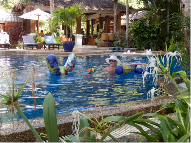 We took them to the Paradise Island resort and enjoyed the pool...