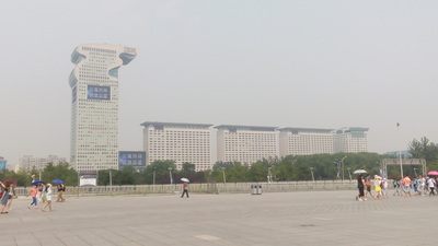 A hazy day in Beijing - but another great modern building.