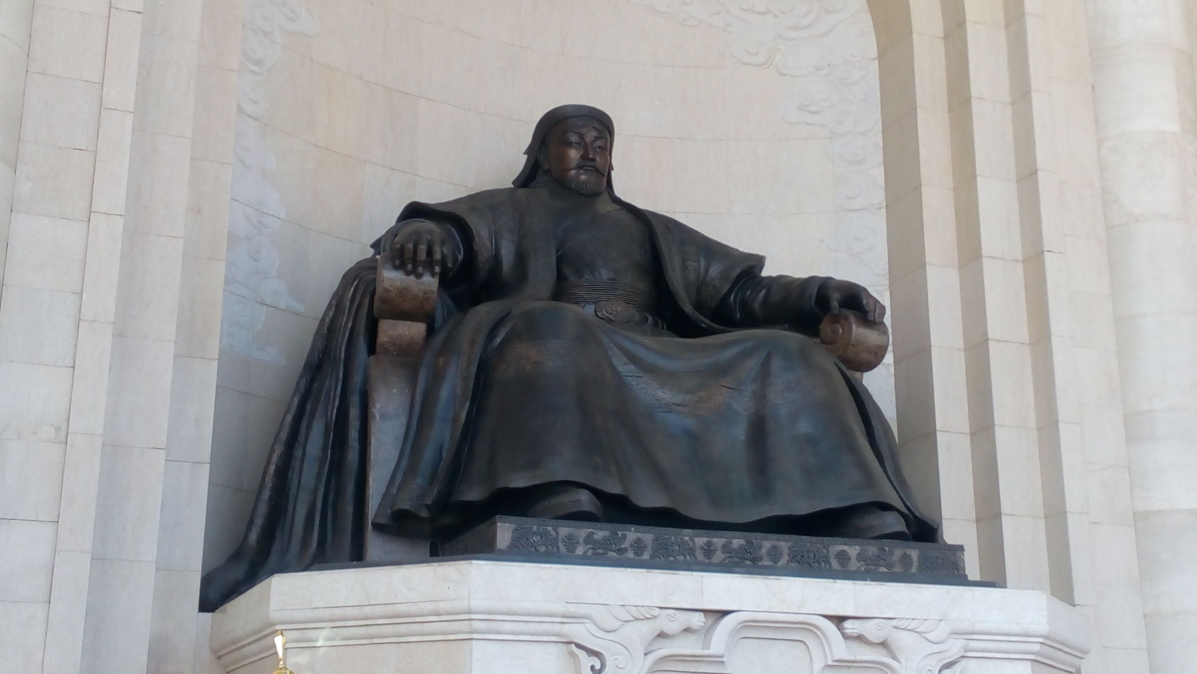 Sükhbaatar Square is dominated by an enormous statue of Ghenghis Khan.
