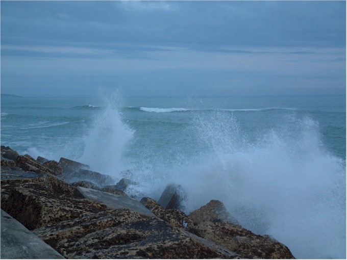 Waves breaking on the harbour wall - our entrance to Barbate was exciting - and wet!
