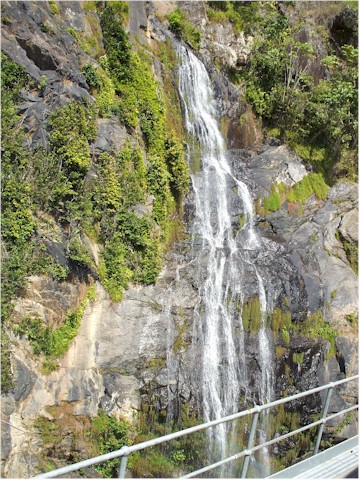 ...past spectacular waterfalls...
