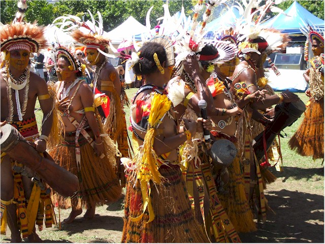 These dancers from Papua New Guinea were taking part in the Cairns Tropical Wave Festival.
