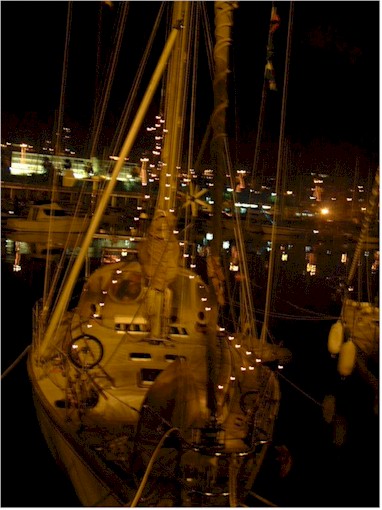 Poco Andante decorated with lights for Christmas in Las Palmas.