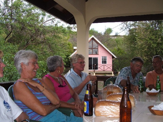 Enjoying a social time at the Yacht Club...
