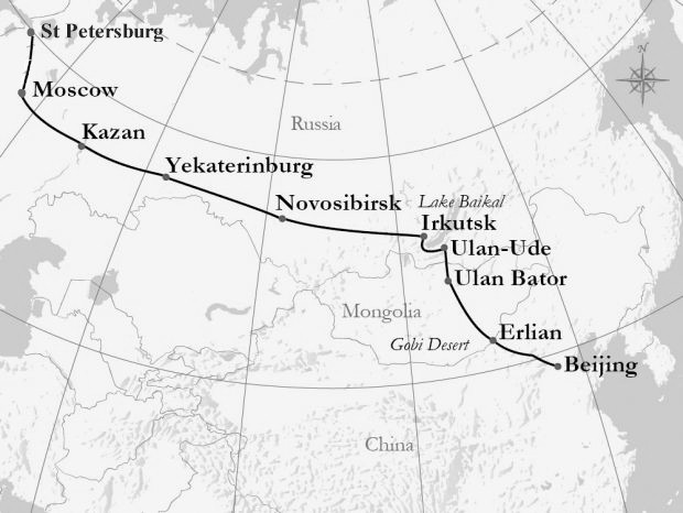 The Trans-Siberian route.