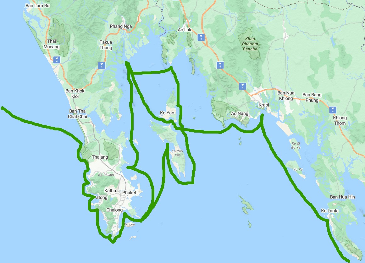 We decide to explore Phang Nga Bay (to the east of Phuket) in anticipation of a visit by Christine