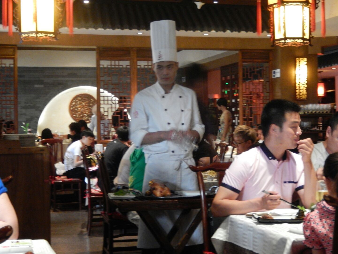 The chef prepares Peking Duck at our table at the Siji Minju Restaurant.