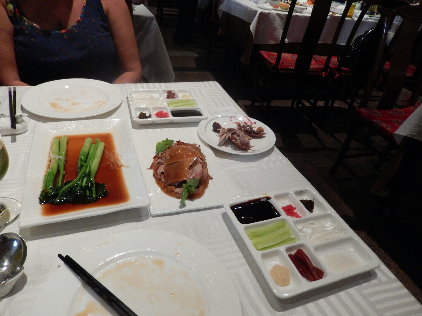 The Peking Duck with Broccoli at the Siji Minju Restaurant.