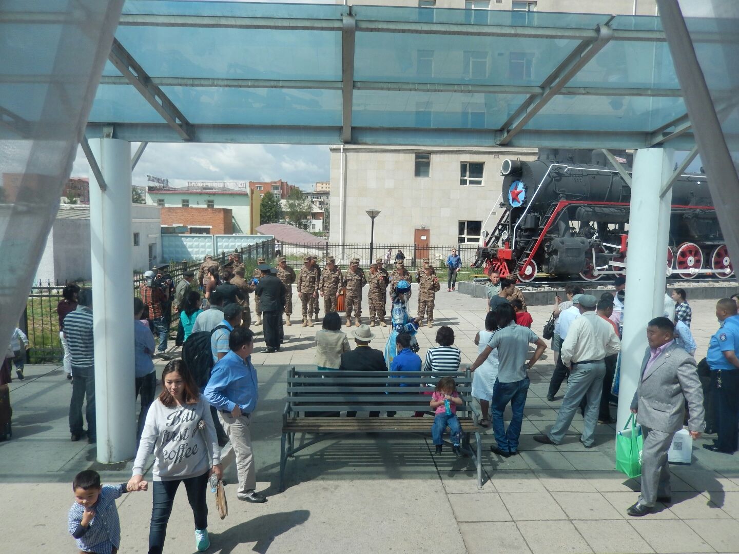Mongolian Soldiers about to board the train.
