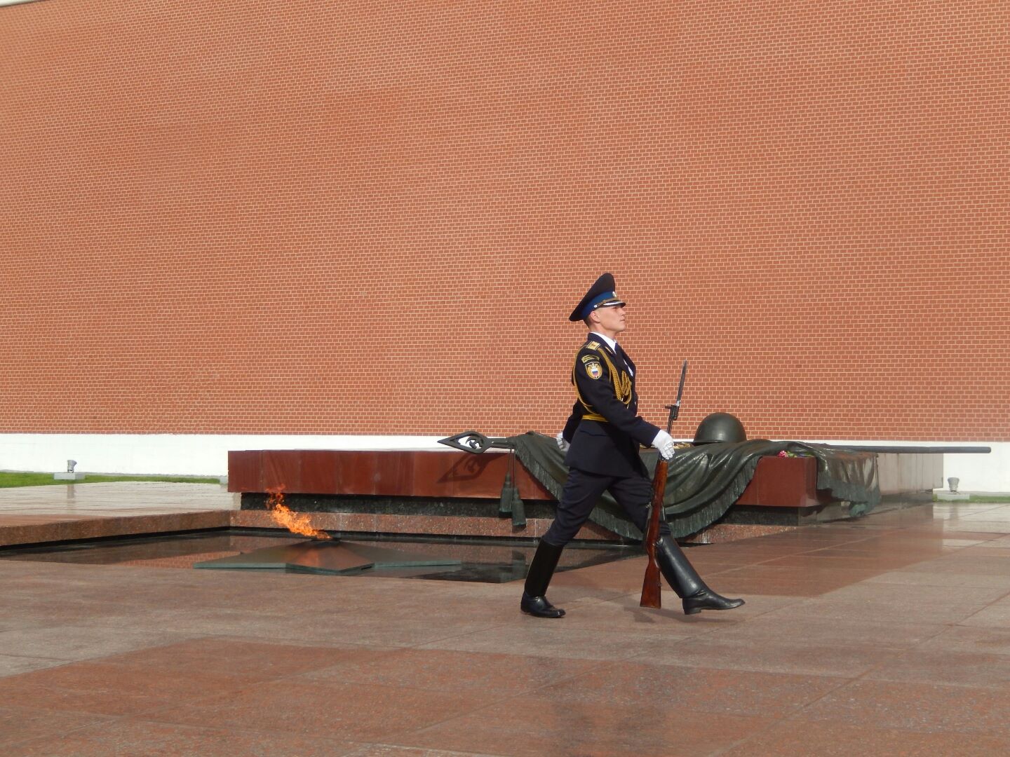 ... a soldier guards the tomb of the unknown warrior.
