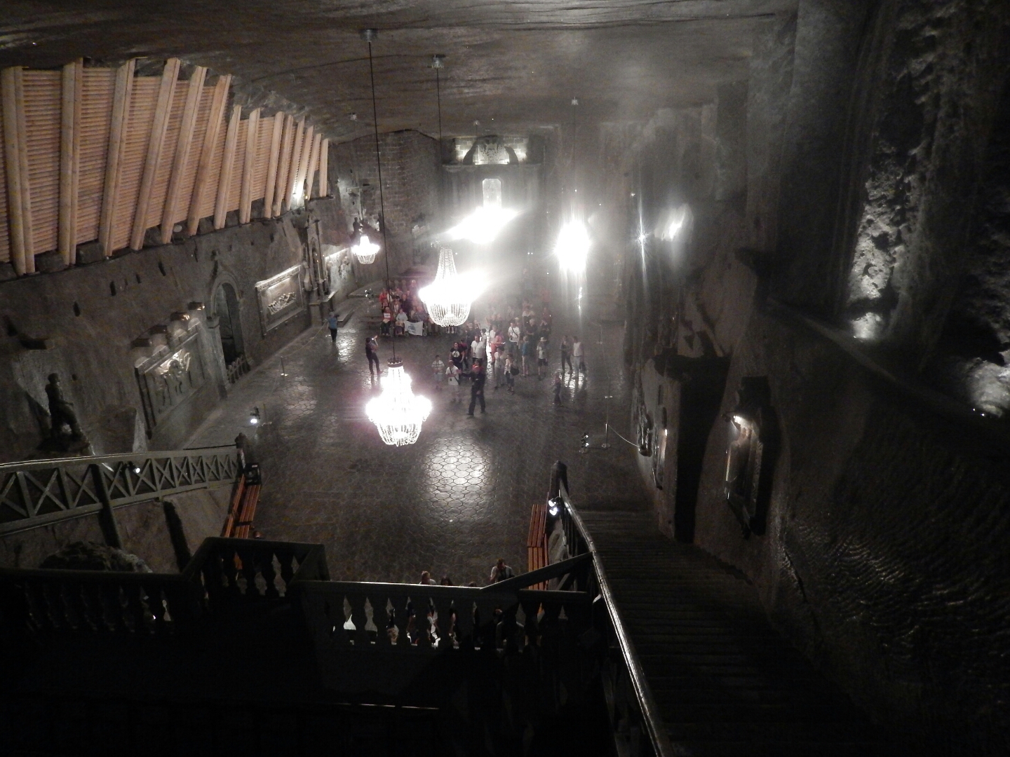 Chapel of St. Kinga, Wieliczka Salt Mine - entirely carved of salt - including the chandeliers...

