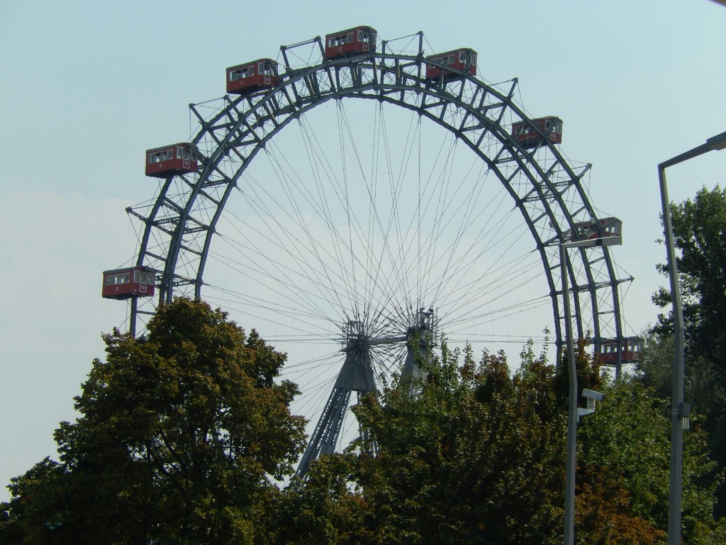 The Wiener Riesenrad (German for Vienna Giant Wheel), is a 64.75-metre tall Ferris wheel at the entrance of the Prater amusement park in Leopoldstadt, the 2nd district of Vienna.

