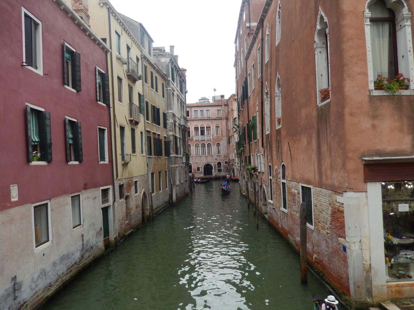 A succession of gondolas taking in the quieter canals.