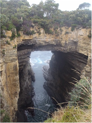 A natural arch at Eaglehawk Neck.

