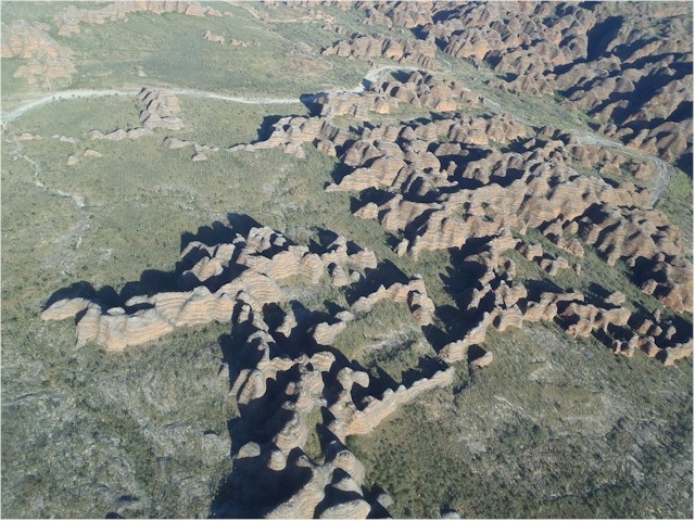 The Bungle Bungles are huge beehive shaped lumps - appreciated much better from the air.
