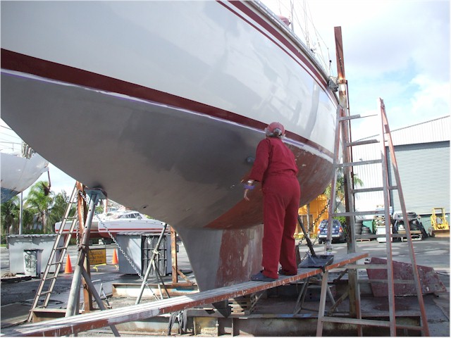 Then it was time to haul Poco Andante out for new bottom paint - such a glamorous life we lead!

