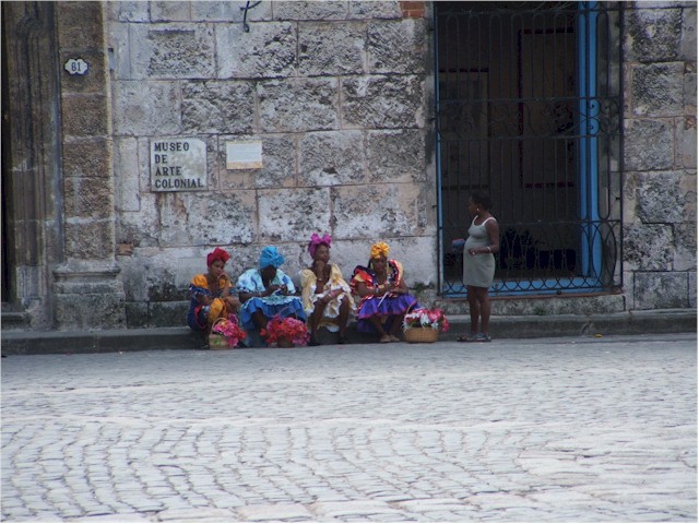 Ladies in costume for the tourists.