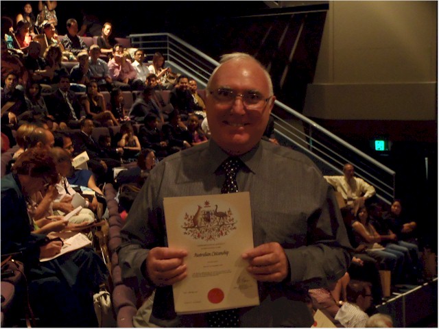 Keith gets his Australian Citizenship - a year earlier than we expected! Now we have a choice of countries to live in!
