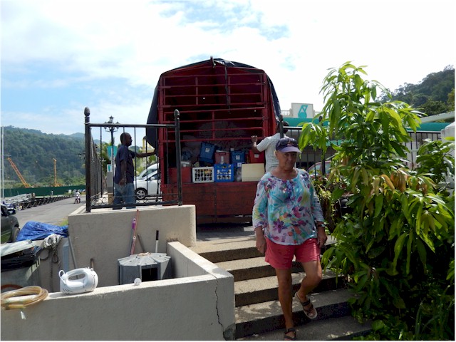 They sailed over to Telaga Harbour on Langkawi Island where we arranged this local truck to collect our worldly possessions...
