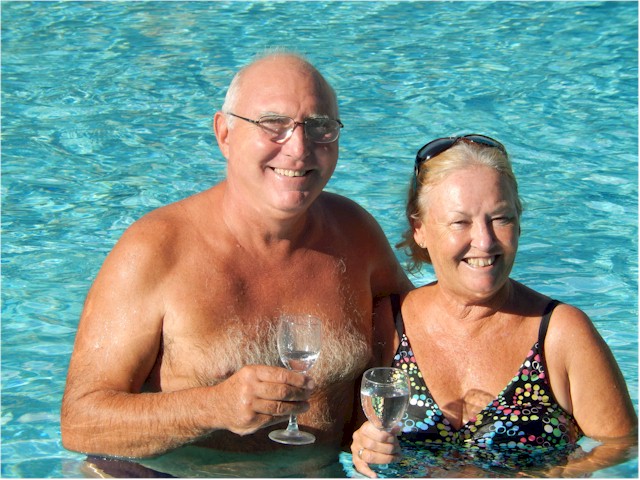 Graham kindly took this photo of us in the pool at our apartment - don