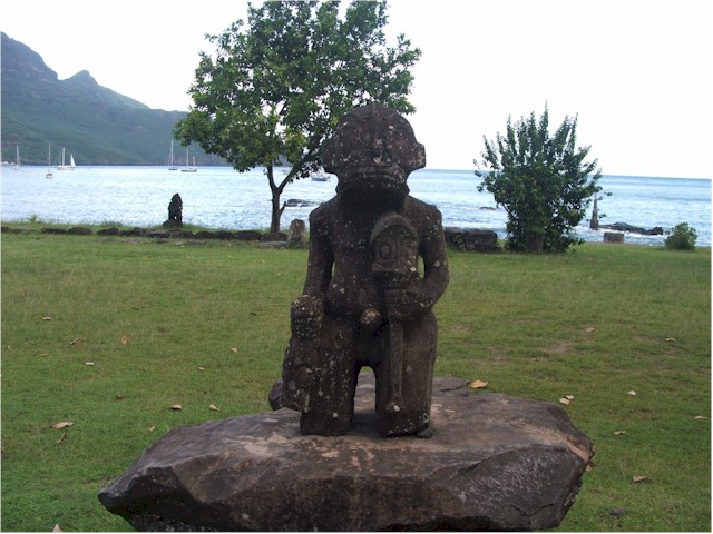 Sacred tikis at the marae.
