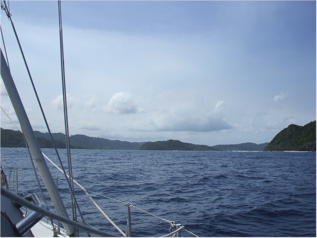 Approaching the Maskelyne Islands at the south end of Malekula - lots of coral, narrow passes and strong currents!

