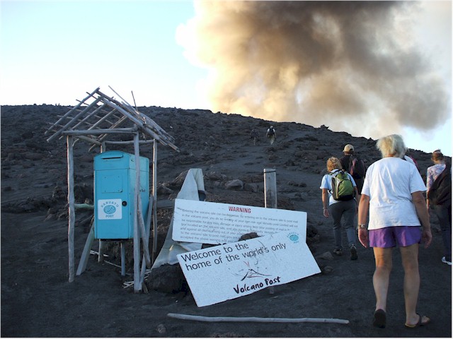 We climb towards the crater of Mt Yasur...
