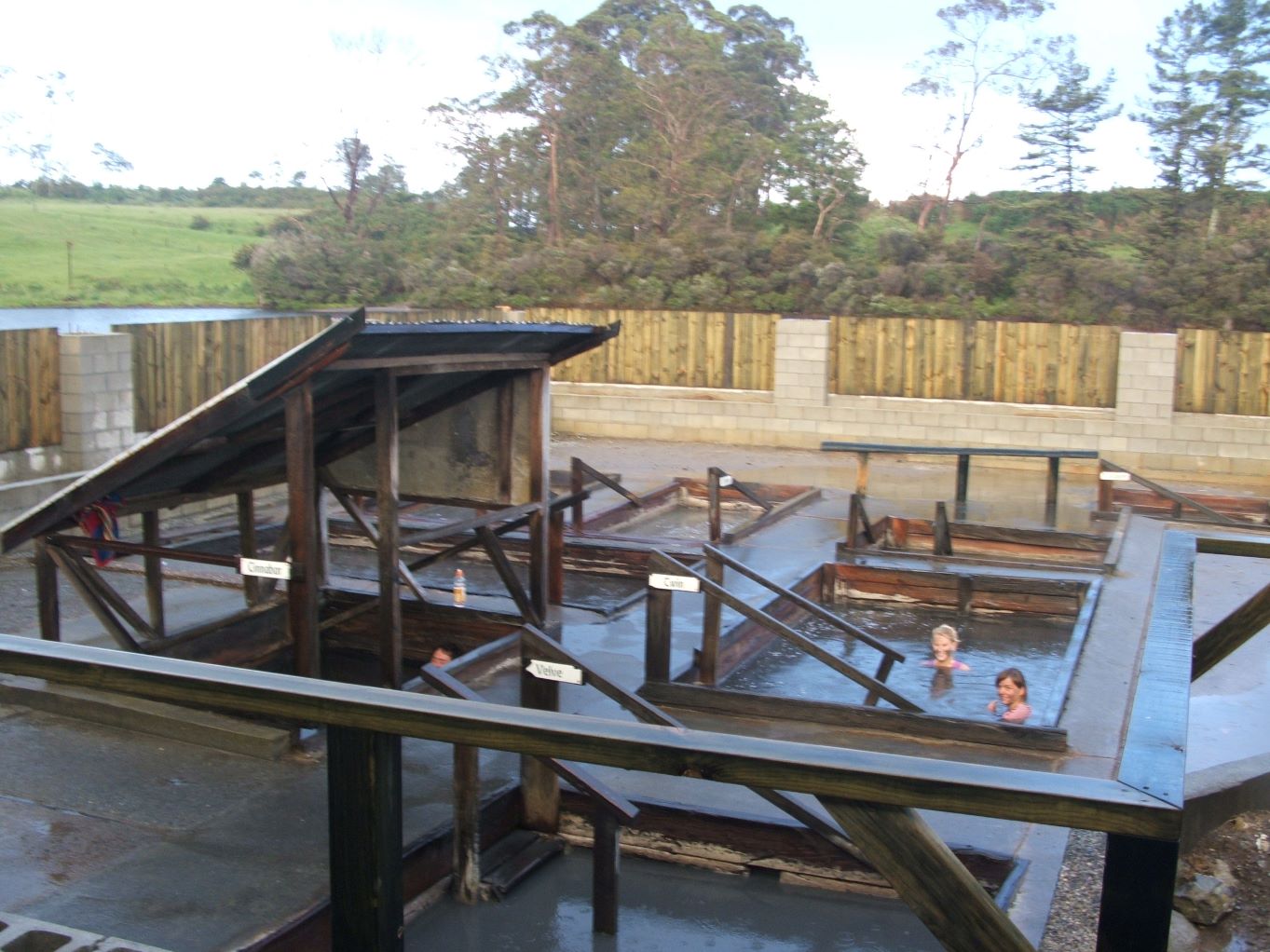 ... and enjoying a hot pool!
