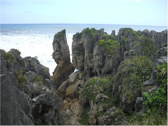 The pancake rocks at Punakaiki attract hordes of visitors.
