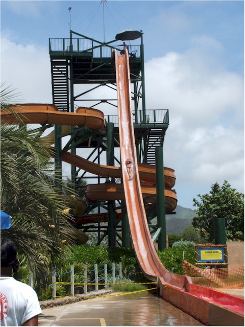 The water slide seems very high from down below....
