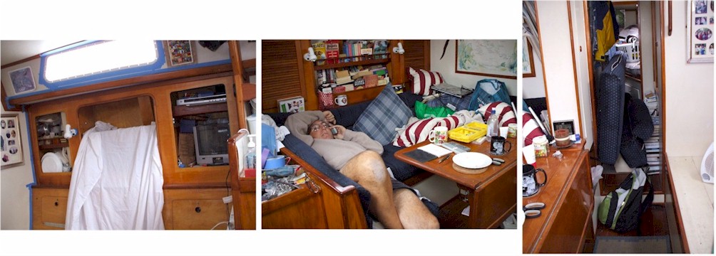 And discovered a leaking chain plate which a) needed to be re-sealed, and b) meant we had to varnish down below...