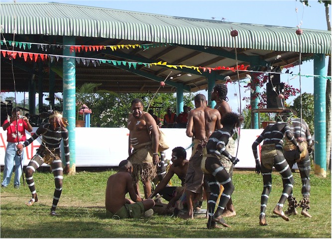 Snake dancers from the Banks Islands.
