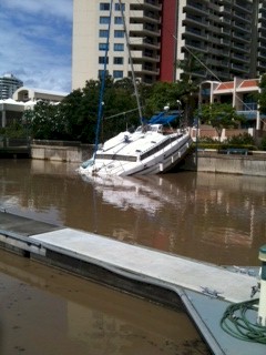 But is gradually sinking as the waters drop.
