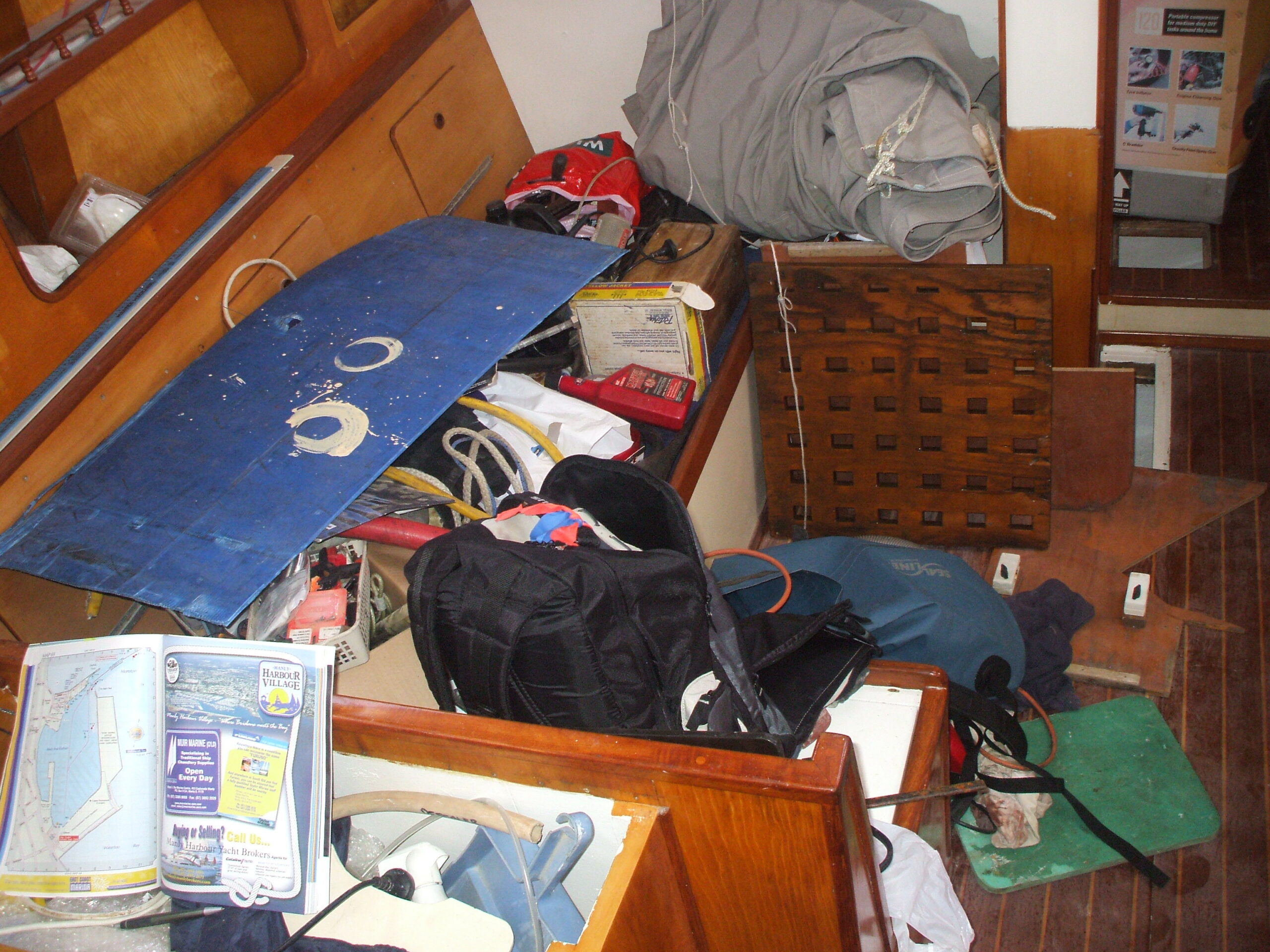 We are in the midst of re-fitting the interior of Poco which hampered our escape.
