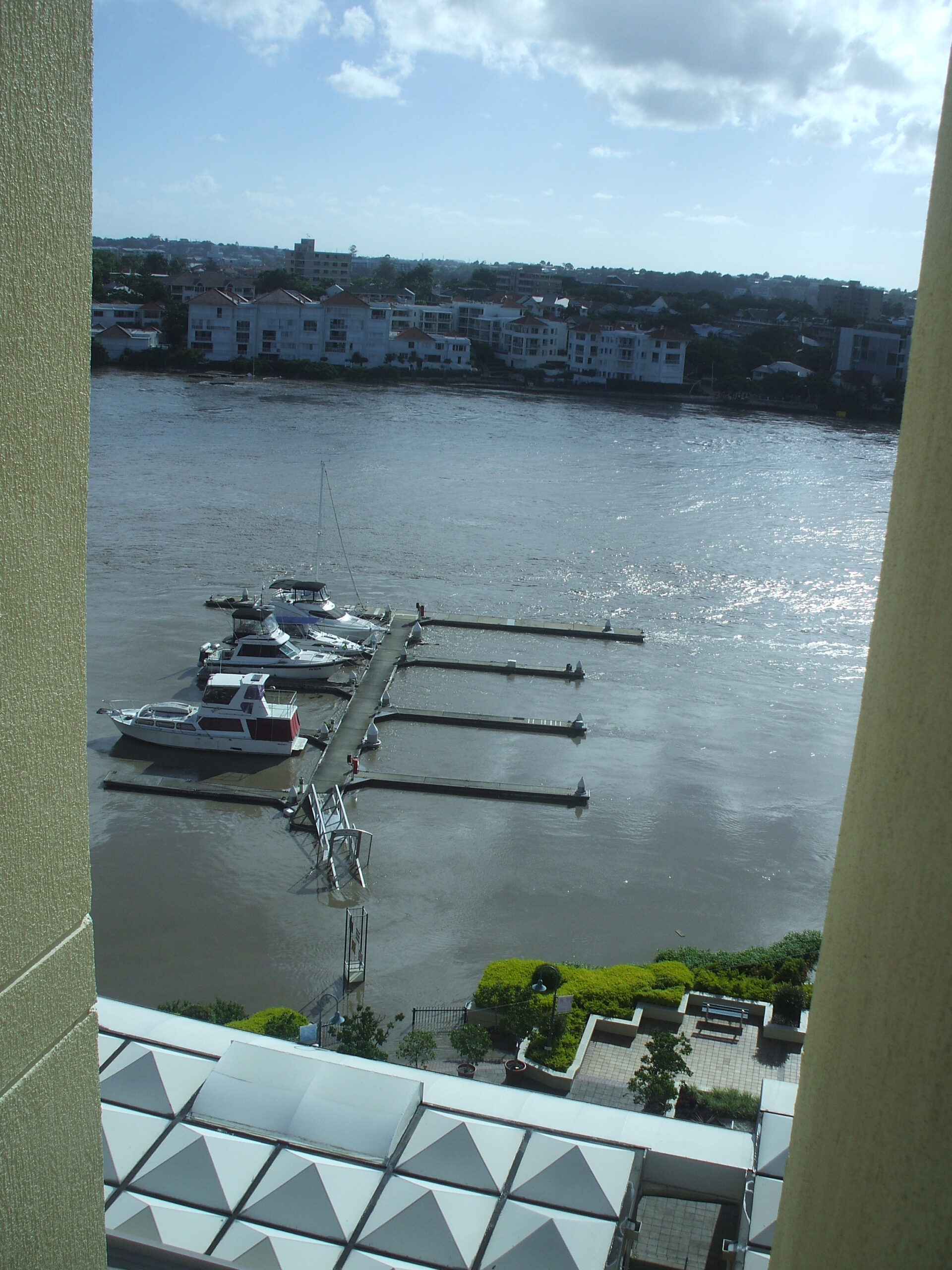 The remaining boats are still afloat - the water rose to within 8 inches (20cm) of the top of the posts...
