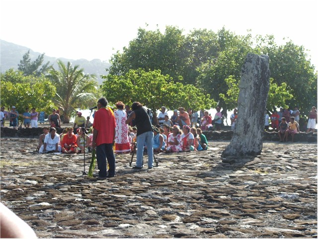 
... and being welcomed into the Marae Taputapuatea.
