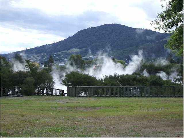Rotorua - renowned for its thermal activity - steam rises from all over the place.